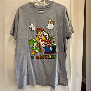 Nintendo Super Mario Graphic Tee - Gray with Multicolor Prints